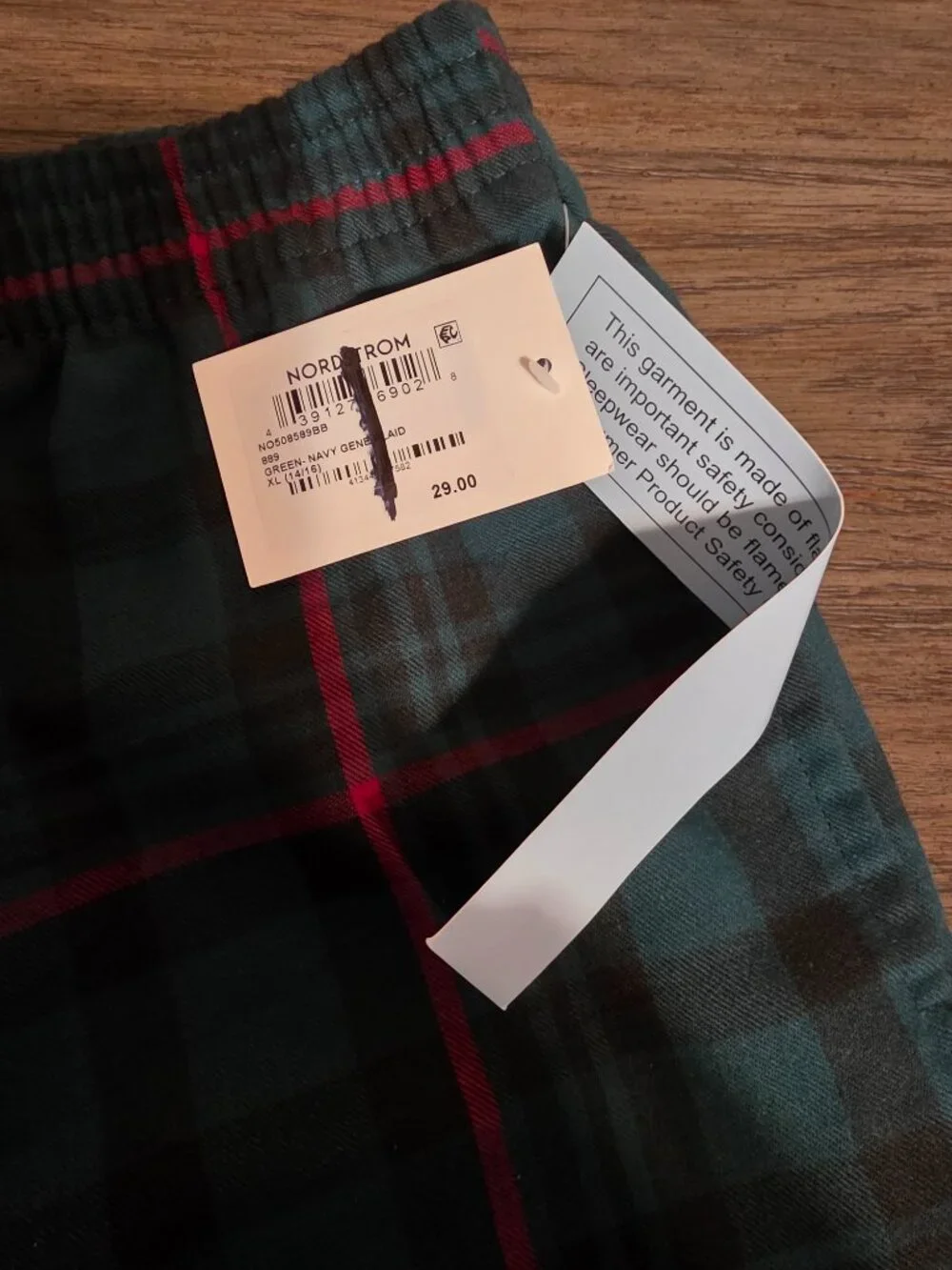 Nordstrom Kids Plaid Flannel Pajama Pants NWT 14/16 Christmas Holiday